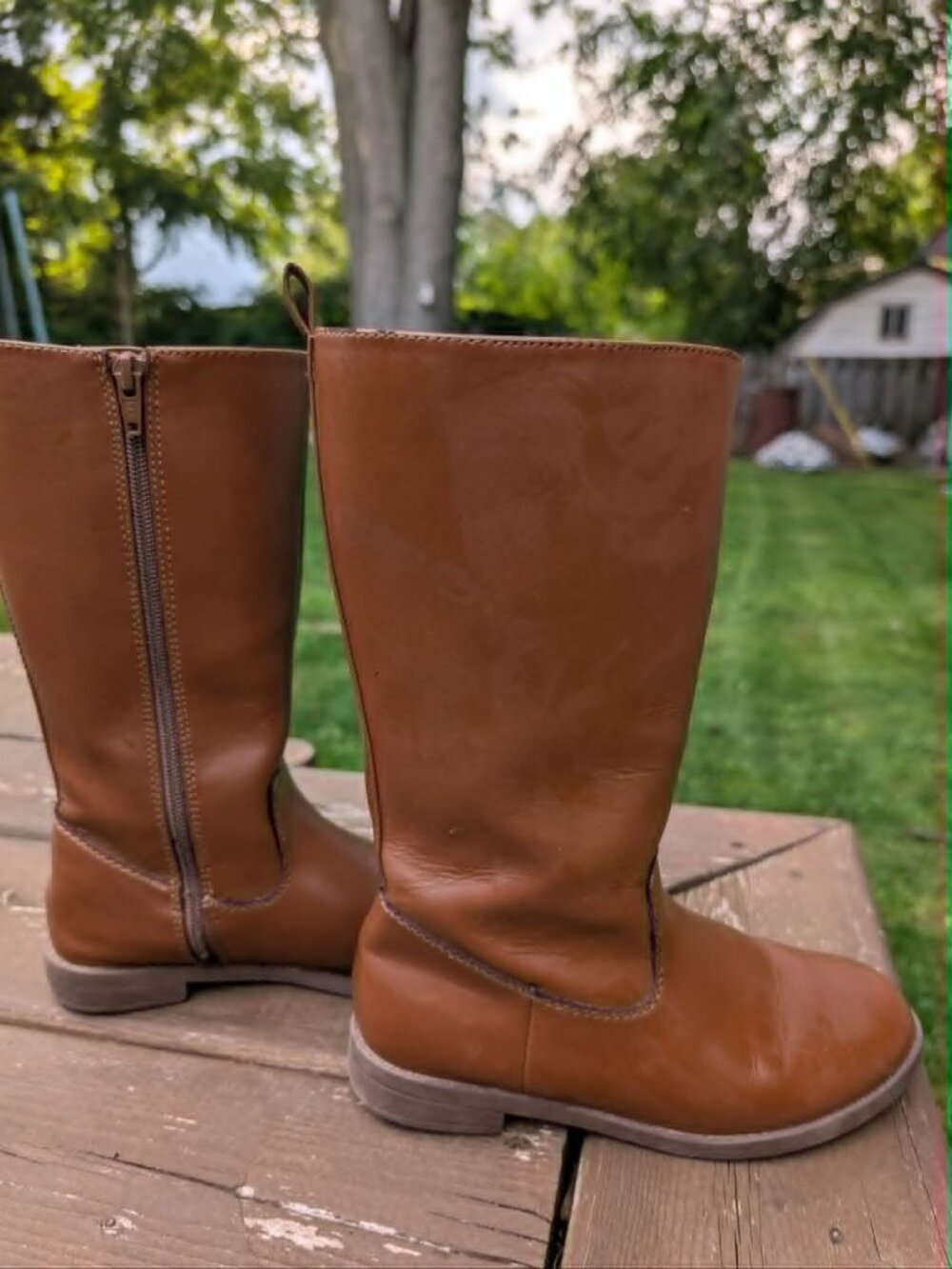 Old Navy Girls' Tall Faux-Leather Riding Boots Size 2
